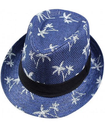 Sun Hats 2020 Unisex Top Gangster Cap Beach Sun Straw Hat Band Sunhat Outdoor Cap - Blue 1 - CP196M9EDRY $11.12
