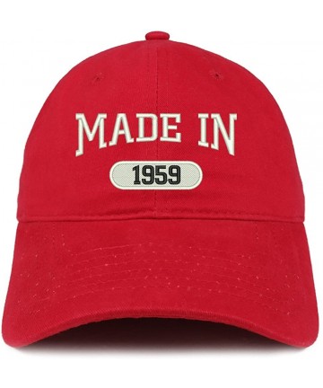 Baseball Caps Made in 1959 Embroidered 61st Birthday Brushed Cotton Cap - Red - C218C9EGYQX $33.31