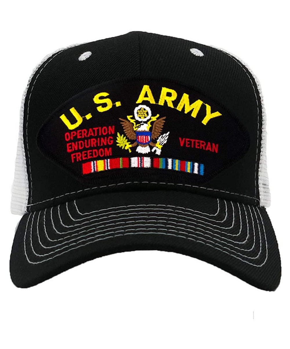 Baseball Caps US Army - Operation Enduring Freedom Veteran Hat/Ballcap Adjustable One Size Fits Most - Mesh-back Black & Whit...