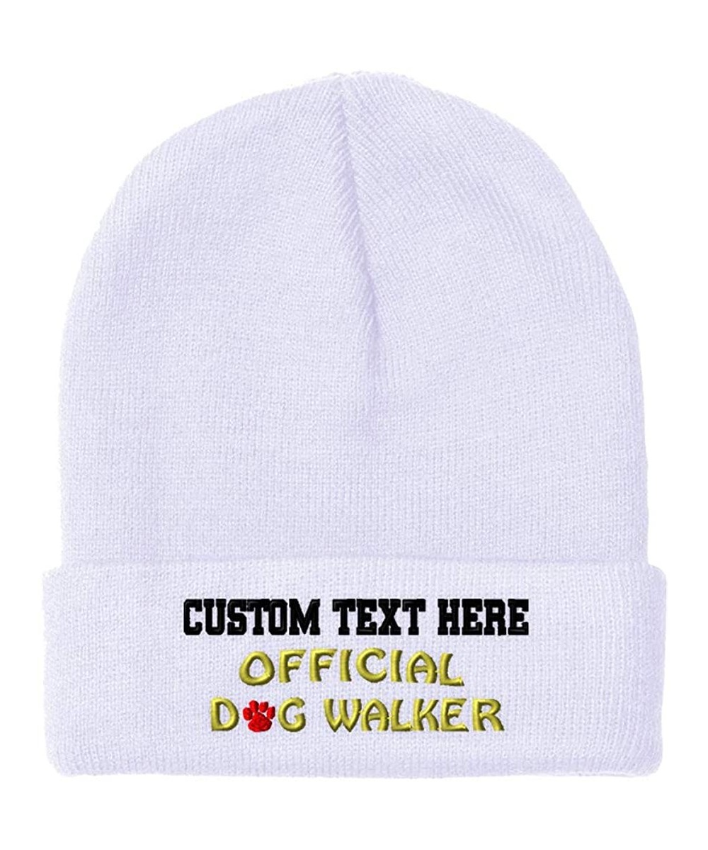 Skullies & Beanies Custom Beanie for Men & Women Official Dog Walker Embroidery Skull Cap Hat - White - C918ZWOWWWM $21.45