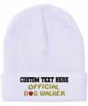 Skullies & Beanies Custom Beanie for Men & Women Official Dog Walker Embroidery Skull Cap Hat - White - C918ZWOWWWM $21.45
