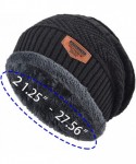 Skullies & Beanies Oversized Unisex Fleece Lined Slouchy Beanie Soft Thick Warm Winter Knitted Beanie Ski Hat - C218HCXCKGY $...
