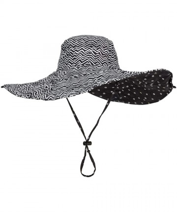 Sun Hats Women's One Size Reversible - Black & White Zig Zag - C418OEIWSIA $66.98
