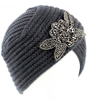 Skullies & Beanies Women Hat- 2018 Fashion Womens Winter Warm Diamond Knit Crochet Hat Braided Headdress Cap - ❤️gray - CB189...