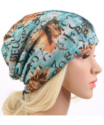 Skullies & Beanies Print Flower Cap Cancer Hats Beanie Stretch Casual Turbans for Women - Blue - CY18CX6IDMT $12.58