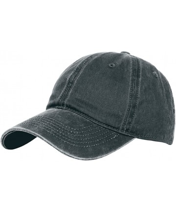 Baseball Caps Classic Unisex Baseball Cap Adjustable Washed Dyed Cotton Ball Hat - Black - CK1839ON794 $14.35