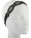 Headbands Ivory Pearl Crystal Stone and Studs Open Lace Head wrap Headband - Black - C912I3IT0SF $12.42