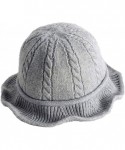 Bucket Hats Winter Knitted Wool Hat Women Bucket Hat Foldable Bow Warm Soft Cloche Cap - Light Gray - CN18IHSS3C4 $16.85