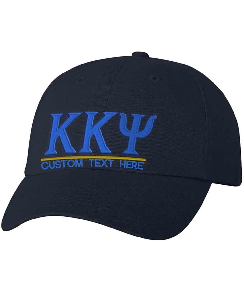 Skullies & Beanies Personalized Kappa Kappa Psi Greek Line Hat - Navy Blue - CG18CKZ43KU $37.32