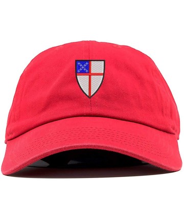 Baseball Caps Episcopal Shield Logo Embroidered Low Profile Soft Crown Unisex Baseball Dad Hat - Red - C318X5558GX $22.24