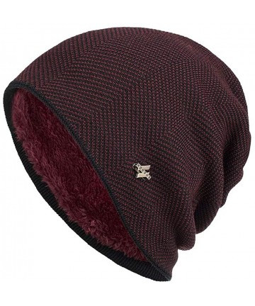 Skullies & Beanies Unisex Winter Oversized Slouch Skull Cap Beanie Large Skullcap Knit Hat with Thick Fleece Lined - Wine Red...