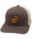 Baseball Caps 'Arkansas Patriot' Leather Patch Hat Curved Trucker - Brown/Tan - C818IONS92X $35.63