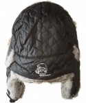 Bomber Hats Canvas Aviator Pilot Bomber Hat Real Rabbit Fur Trapper Hunting Cap - Black/Brown - CO11RM4WY8F $55.14