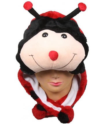 Skullies & Beanies Plush Faux Fur Animal Critter Hat Cap - Soft Warm Winter Headwear (Wolf) - Short Ladybug - CP11QQCYS5B $19.58
