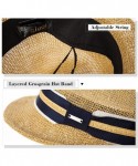 Sun Hats Womens Straw Fedora Brim Panama Beach Havana Summer Sun Hat Party Floppy - 89005_khaki - CX18HLR4A36 $23.57