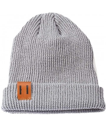 Skullies & Beanies Unisex Knitted Winter Warm Cap Fashion Casual Solid Beanie Hat Hats & Caps - Light Gray - CF18AMTHNK2 $21.81