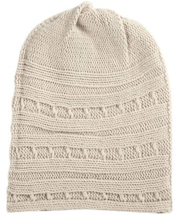 Skullies & Beanies Unisex Winter Baggy Thick Slouchy Patterned Warm Cable Knit Hat Skull Cap for Men and Women - Beige - CT18...
