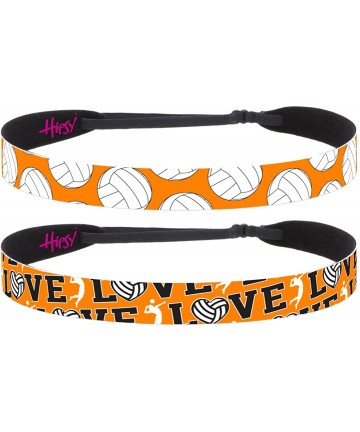 Headbands Cute Adjustable No Slip I Love Volleyball Headbands for Girls & Women - Volleyball Orange 2pk - CB188GM3L89 $19.01
