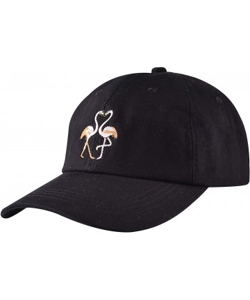 Baseball Caps Embroidered Cotton Baseball Cap Adjustable Snapback Dad Hat - Flamingo Black - CG18SUUNSSX $13.28