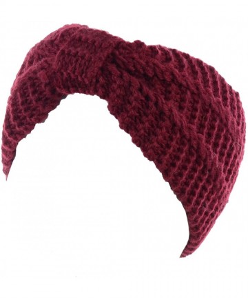 Cold Weather Headbands Womens Winter Chic Turban Bowknot/Floral Crochet Knit Headband Ear Warmer - Wine - CS1850ZK8OM $13.93