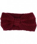 Cold Weather Headbands Womens Winter Chic Turban Bowknot/Floral Crochet Knit Headband Ear Warmer - Wine - CS1850ZK8OM $13.93
