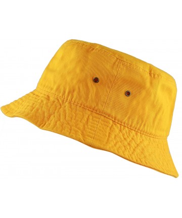 Bucket Hats Unisex 100% Cotton Packable Summer Travel Bucket Beach Sun Hat - Gold - CK17WU0IYKK $15.36