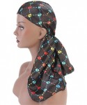 Skullies & Beanies Print Silky Durags Turban Silk Du Rag Waves Caps Headwear Do Doo Rag for Women Men - Tjm-05k-4 - CW197UST2...
