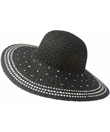 Sun Hats Wide Brim Floppy Sun Hat w/Metallic Studs - Black - CA17XWMZUMD $15.50