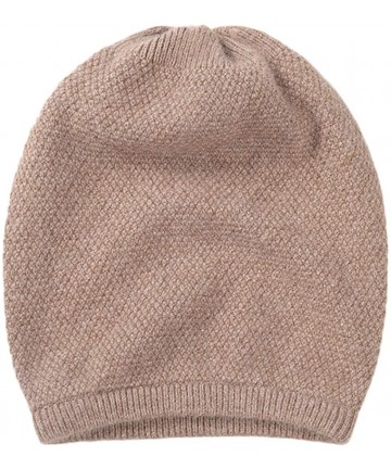 Skullies & Beanies 100% Cashmere Beanie Hat for Women Soft and Warm - Dark Beige - CY18LRALXL4 $54.34