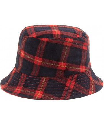 Bucket Hats Women Fashion Plaid-Bucket Hat Reversible Fisherman-Sun Hat Packable - Red - C018XIHOITI $13.65