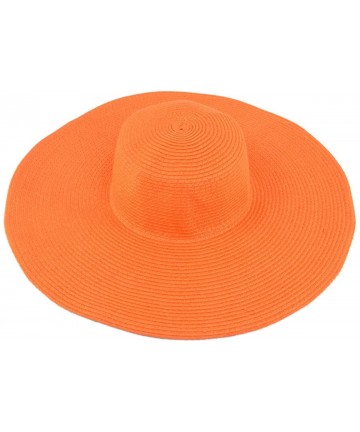 Sun Hats Women's Classic Solid Color Floppy Wide Brim Straw Beach Sun Hat - Diff Colors - Orange - CW11WSLNIM3 $23.38