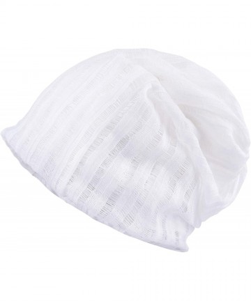 Skullies & Beanies Women's Chemo Hat Beanie Scarf Liner for Turban Hat Headwear for Cancer - 2 Pack White & Gray - CJ18WCTITQ...
