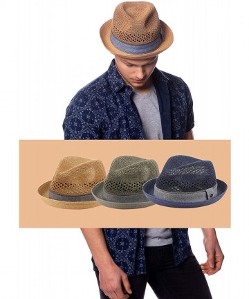 Fedoras Mens Summer Fedora Cuban Style Short Brim Hat - F2804gray - C118Q78W87C $31.99