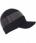 Skullies & Beanies Men's Winter Warm Thick Knit Beanie Hat with Visor - D-black - C218AHH6GR3 $14.40