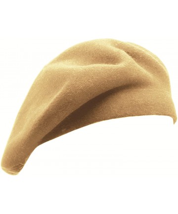 Berets French Beret Hat-Reversible Solid Color Cashmere Beret Cap for Womens Girls Lady Adults - Camel - CP18KDWYKIW $22.30