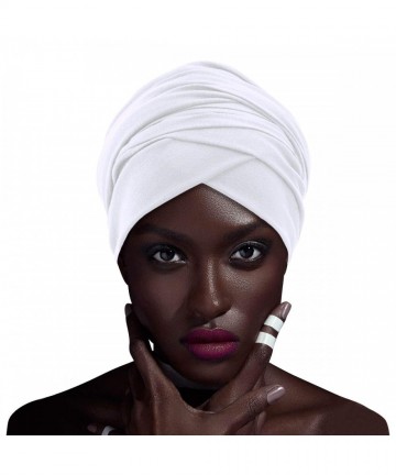 Headbands African Head Wraps Turban For Women Women' Soft Stretch Headband Long Head Wrap Scarf (1White) - 1White - CM197HS4W...