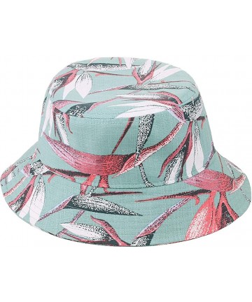 Bucket Hats Unisex Fashion Floral Print Bucket Hat 100% Cotton Packable Fishermen Cap Outdoor Sun Hat - Leaf-green - CW18UDKE...