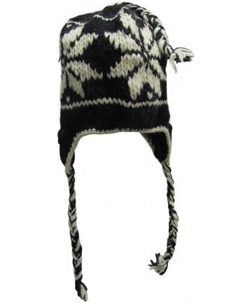 Skullies & Beanies Unisex Handmade Himalayan Wool Serpa Knitted Beanie Hat Cap with Ear Flaps - 7 - CY1809XU8OR $28.56