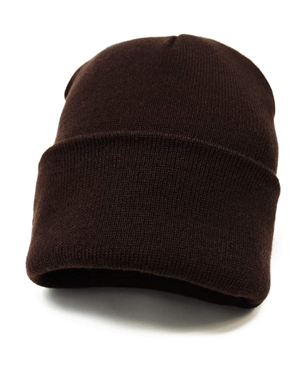Skullies & Beanies Classic Cuff Beanie Hat Winter Skully Hat Knit Ski Hat Toque Made in USA - Brown - CK188GH8XIZ $12.47