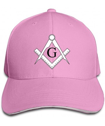 Baseball Caps Sandwich Baseball Cap Unisex Trucker Style Hats Freemason Pattern & Compass - Pink - CN18CIEC8OT $25.08