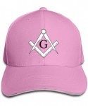 Baseball Caps Sandwich Baseball Cap Unisex Trucker Style Hats Freemason Pattern & Compass - Pink - CN18CIEC8OT $14.58