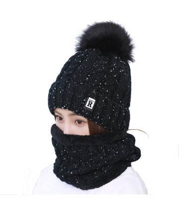 Skullies & Beanies Womens Beanie Winter Hat Scarf Set Slouchy Warm Snow Knit Skull Cap - Black - C1187LL2XA3 $16.92