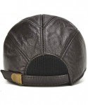 Baseball Caps Mens Cowhide Leather Solid Adjustable Baseball Cap Casual Cosy Sunshade Sport Cap - Coffee - CC186ANCH8C $34.01