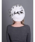 Skullies & Beanies Women Real Fur Warm Skullies Beanie- Rex Rabbit Fur Hat Winter Knit Hats with Fox Fur - Color 10 - CK18AGI...