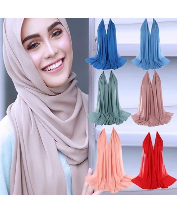 Cold Weather Headbands Women Crinkle Cloud Hijab Scarf Lightweight Chiffon Muslim Islamic Long Hejab Head Wrap Shawls - A - C...