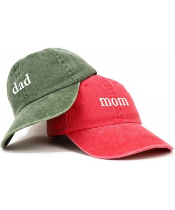 Baseball Caps Mom and Dad Pigment Dyed Couple 2 Pc Cap Set - Red Olive - C418I6Z0OQ5 $40.62