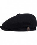 Newsboy Caps Men's Wool Newsboy Hat Flat Top Cap Cabbie Cap Ivy Driving Hat Cotton Beret - Black - CM18Z6YL0KH $22.32