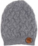 Skullies & Beanies Womens Winter Knit Beanie Hat Plush Fleece Lined - Grey Button - C418XYNTYUO $30.36