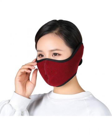 Balaclavas Unisex Winter Ski Mask Outdoor Protect Face Cover Earmuffs Balaclava Cycling Bicycle Motorcycle Mask (Red) - Red -...