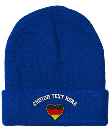 Skullies & Beanies Custom Beanie for Men & Women Heart Germany Flag Embroidery Skull Cap Hat - Royal Blue - C618ZS344TY $23.67